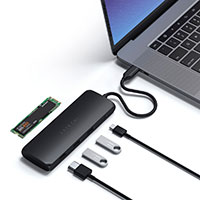 Satechi 100W PD USB-C HYBRID Hub m/M.2 SSD Kabinet (USB-A/USB-C/HDMI) Sort
