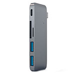 Satechi Pass Through 3-i-1 USB Hub (USB-C/USB-A/Kortlser)