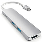Satechi Slim USB-C MultiPort Adapter (HDMI/USB-A/USB-C) Sølv