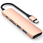 Satechi Slim USB-C MultiPort Adapter V2 (HDMI/USB-A/USB-C/Kortlæser) Guld