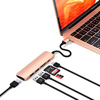Satechi Slim USB-C MultiPort Adapter V2 (HDMI/USB-A/USB-C/Kortlser) Guld