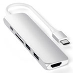 Satechi Slim USB-C MultiPort Adapter V2 (HDMI/USB-A/USB-C/Kortlser) Slv