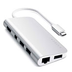 Satechi USB-C Multimedie Adapter (HDMI/Mini DisplayPort/ Ethernet/USB-A) Sølv