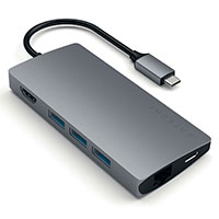Satechi V2 USB-C Multi-Port Adapter (USB-A/Kortlser/USB-C/Kortlser) Space Grey