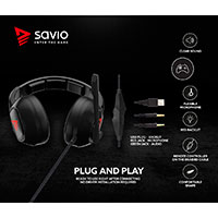 Savio Strike Over-Ear Gaming Headset - 2m (USB-A)
