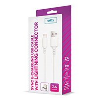 Setty Lightning Kabel 2A - 1m (USB-A/Lightning) Hvid