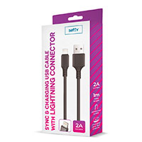 Setty Lightning Kabel 2A - 1m (USB-A/Lightning) Sort