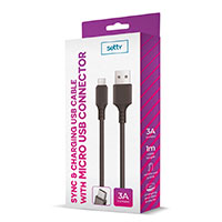Setty Micro USB Kabel 3A - 1m (USB-A/microUSB) Sort