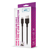 Setty USB-C Kabel 2A - 1m (USB-A/USB-C) Sort