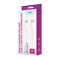 Setty USB-C Kabel 3A - 1m (USB-C/USB-C) Hvid