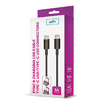 Setty USB-C Kabel 3A - 1m (USB-C/USB-C) Sort
