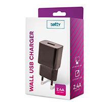 Setty USB lader 2,4A (1xUSB-A) Sort