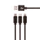 Setty USB Multikabel 2A - 1m (USB-C/MicroUSB/Lightning) Sort