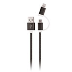 Setty USB Multikabel 2A - 1m (USB-C/microUSB) Sort