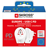 Skross C20PD Universal Rejseadapter m/USB-C (Verden til EU)