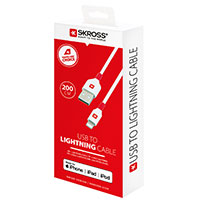 Skross Lightning Kabel 2m (USB-A/Lightning) Hvid/Rd