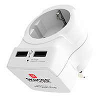 Skross Rejseadapter m/USB-A (EU/UK)