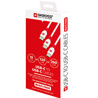Skross USB-C Kabler Multipack 0,15/1,2/2,0m (USB-C/USB-C) Hvid/Rd