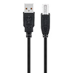 USB kabel (A han/B han) - 0,25m (Sort)