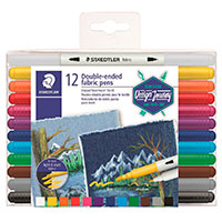 Staedtler Tekstil Pen Duo (2 tykkelser) 12 farver