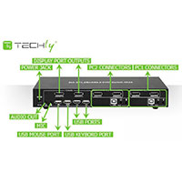 Techly 101928 KVM Switch Displayport m/USB (DP/3,5mm/USB)