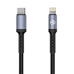 Tellur Nylon Lightning Kabel - 2m (USB-C/Lightning) Sort