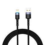 Tellur Nylon Lightning Kabel m/LED - 1,2m (USB-A/Lightning) Sort