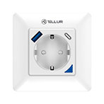 Tellur PD Smart WiFi Stikkontakt m/Energimler/USB-A (3600W)