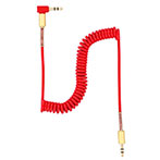 Tellur Vinklet Minijack Kabel m/Spiral - 1,5m (3,5mm Han/Han) Rød