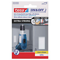 Tesa On&Off Extra Strong Velcro Strips (10x5cm) Hvid