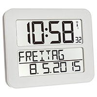 TFA Timeline Max Digital Bordur m/Dato Radiostyret (Dual-Alarm)