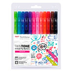 Tombow Bright TwinTone Tuscher (0,3/0,8mm) 12 farver
