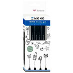 Tombow Mono Fineliner Sæt (0,20/0,25/0,35/0,45mm) Sort - 4 dele