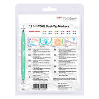 Tombow Pastel TwinTone Tuscher (0,3/0,8mm) 12 farver
