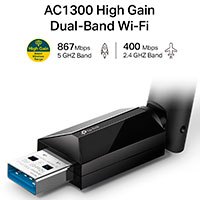 TP-Link AC1300 Archer T3U Plus USB WiFi Adapter m/Antenne (Dual Band)