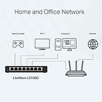 TP-Link LS108G LiteWave Netvrk Switch 8 port - 10/100/1000 Mbps (3,7W)