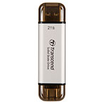 Transcend Bærbar SSD Nøgle 2TB (USB-C/USB-A) Sølv