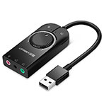Ugreen CM129 USB Lydkort m/volume control (3x3,5mm/USB-A) 15cm