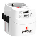 Universal rejseadapter m/USB-A/USB-C (3-pol) Skross
