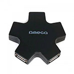 USB 2.0 Hub (4xUSB-A) Sort - Omega