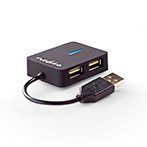 USB 2.0 Hub rejsemodel (4x USB-A) Sort - Nedis