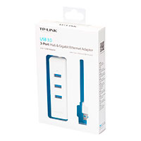 USB 3.0 Netkort m/USB Hub TP-Link (Hvid) - 1000 Mbit