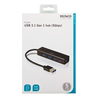 USB 3.1 Hub (4x USB-A) Sort - Deltaco