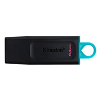 USB 3.2 ngle 64GB (m/hank) Sort - Kingston Exodia