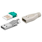 USB-A stik til montering p kabel (Toolless)