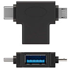 USB-C adapter (USB-A til Micro USB/USB-C) Sort - Goobay