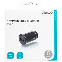 USB billader 2,4A/12W (1xUSB-A) Sort - Deltaco