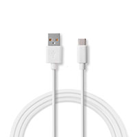 USB-C billader 2,4A m/kabel (1xUSB-C/1xUSB-A) Hvid - Nedis