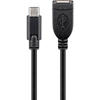 USB-C adapter 0,2m (USB-C Han/USB-A Hun) Sort