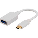 USB-C adapter (USB-C Han/USB-A Hun) 10cm - Hvid